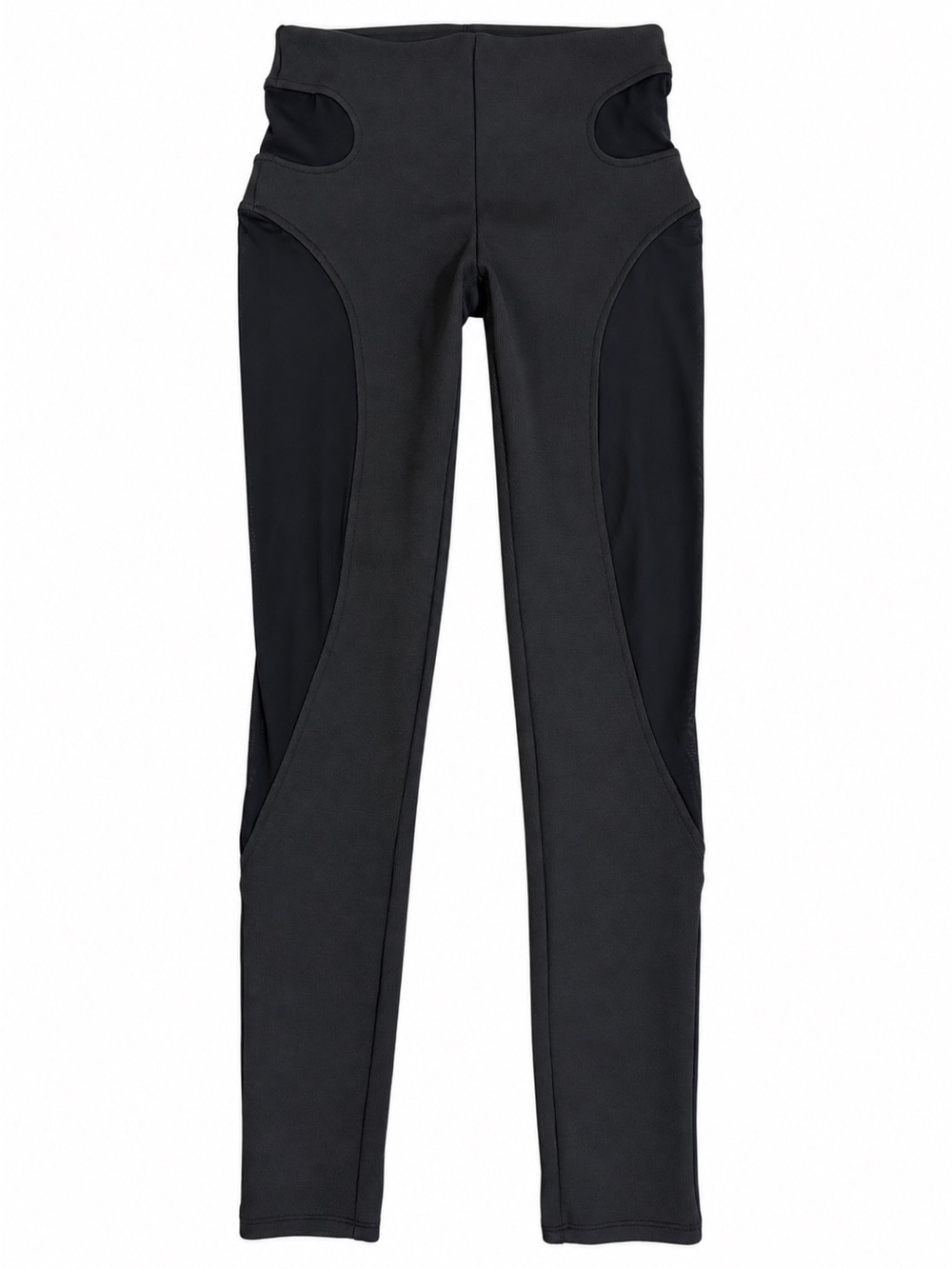 Black High Waisted Mesh Cutout Legging Pants